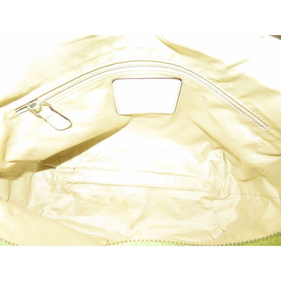 Coach 2006 Soho Canvas & Leather Mini Tote Buckle Front Flap Green & White - Picture 7 of 13